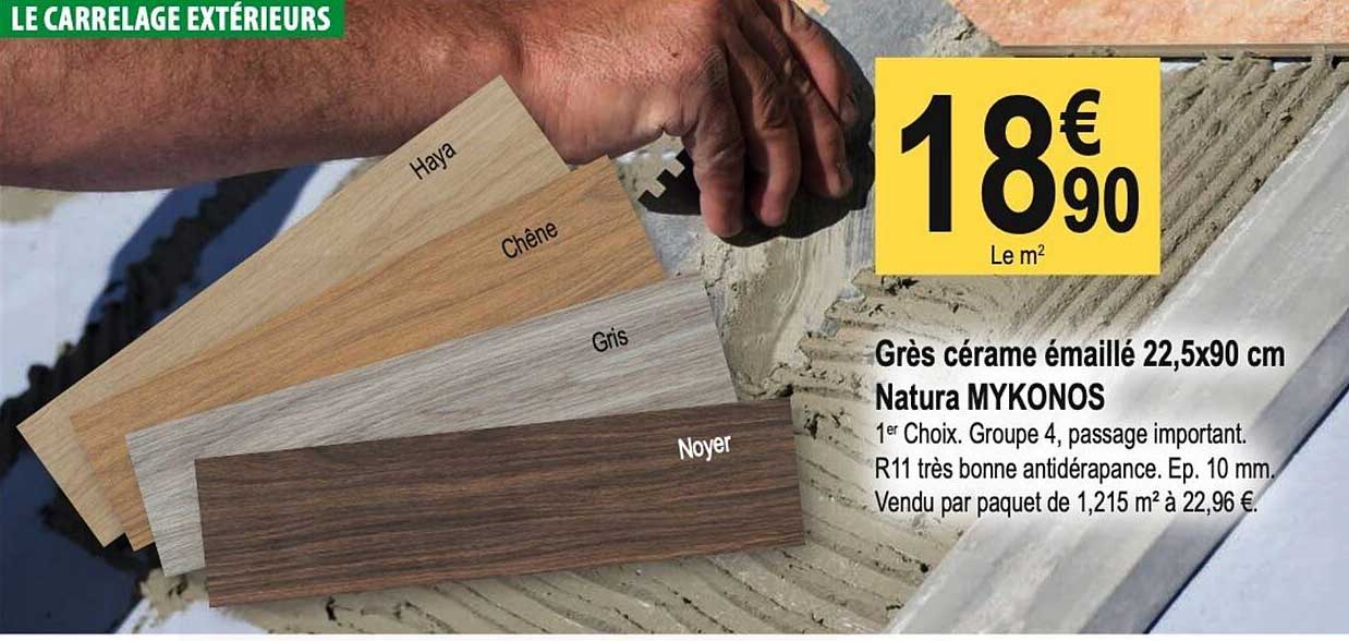 grès cérame émaillé 22,5 x 90 cm natura mykonos