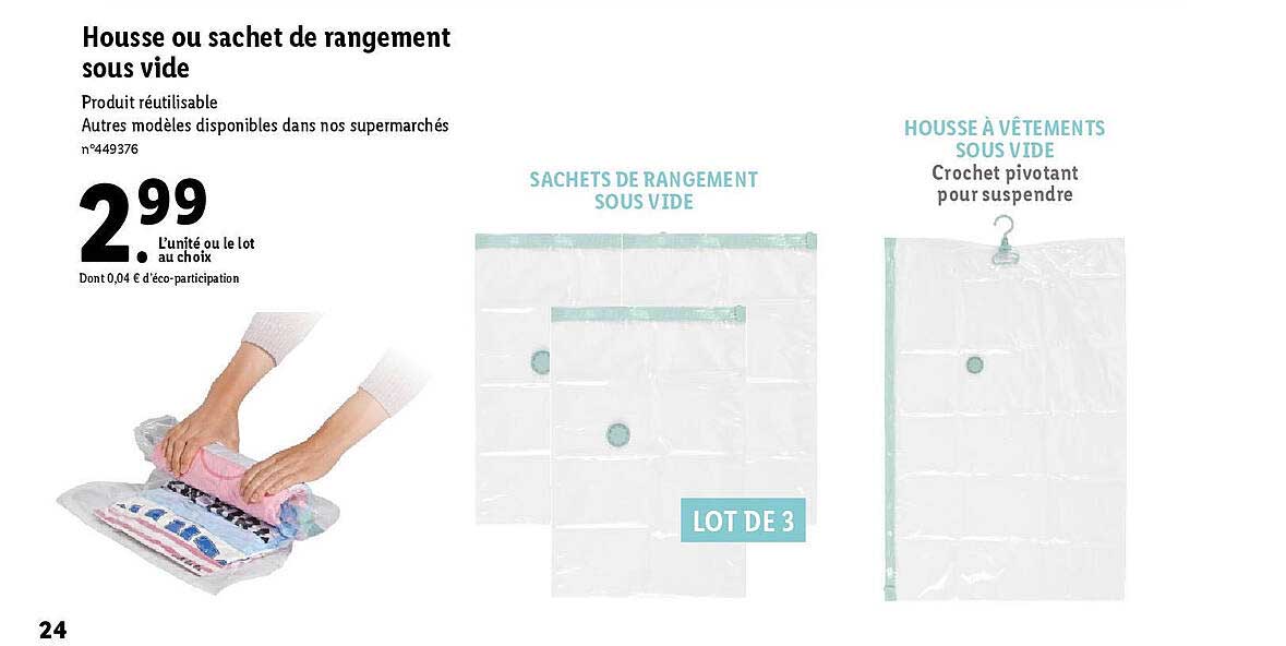 housse ou sachet de rangement sous vide