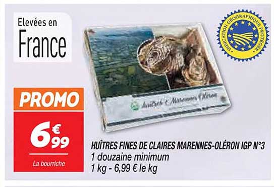 huîtres fines de claires marennes-oléron igp n°3