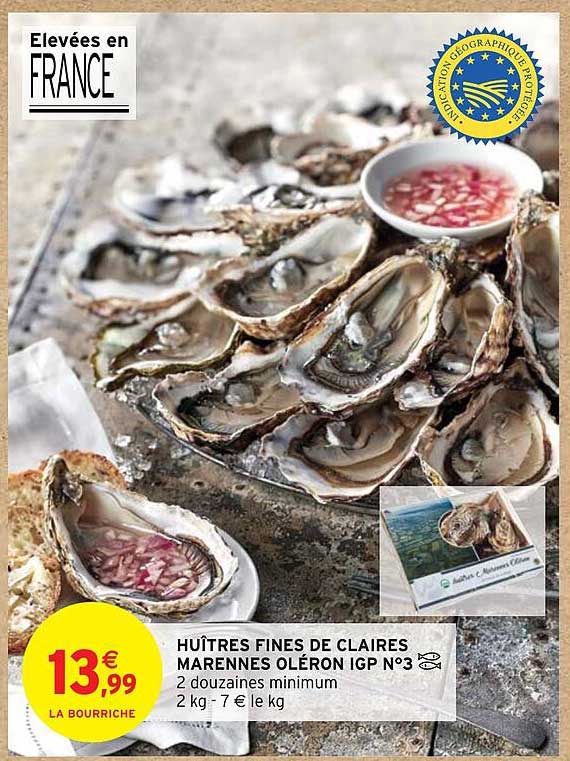 huîtres fines de claires marennes oléron igp n°3