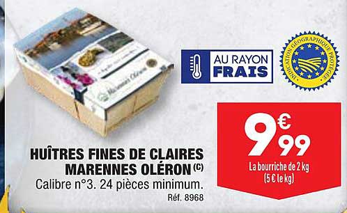 huîtres fines de claires marennes oléron