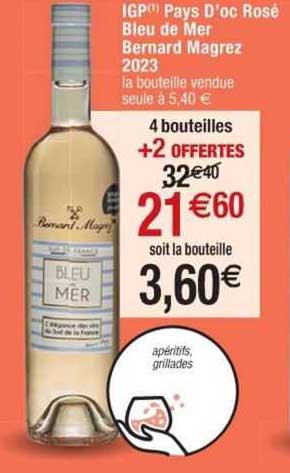 igp pays d'oc rosé bleu de mer bernard magrez 2023