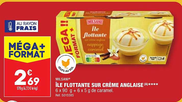 île flottante sur crème anglaise milsani