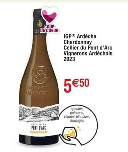 ipg ardèche chardonnay cellier du point d'arc vignerons ardéchois 2023