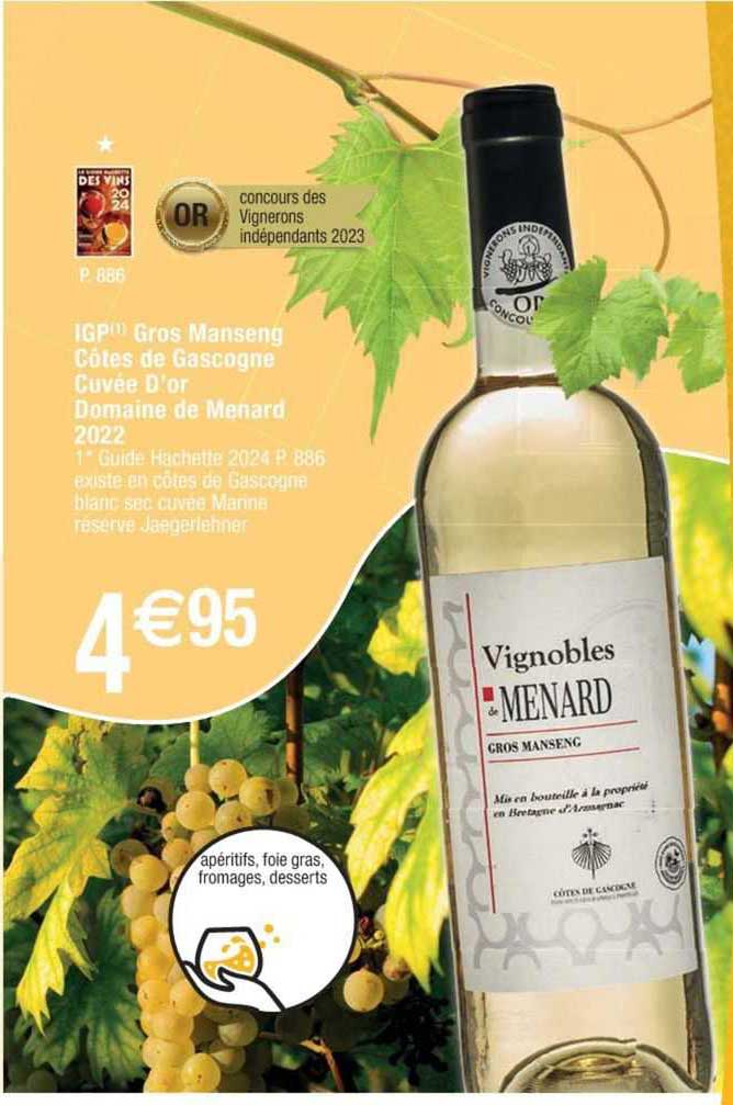 ipg gros manseng côtes de gascogne cuvée d'or domaine de menard 2022