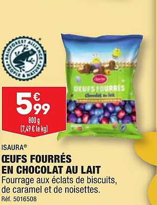 isaura œufs fourrés en chocolat au lait