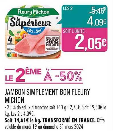 Jambon Simplement Bon Fleury Michon