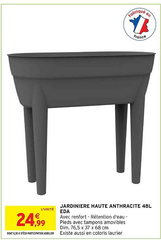 jardiniere haute anthracite 48l eda