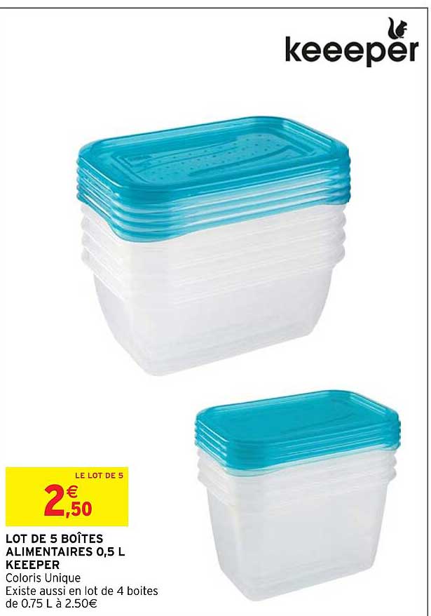 keeeper lot de 5 boîtes alimentaires