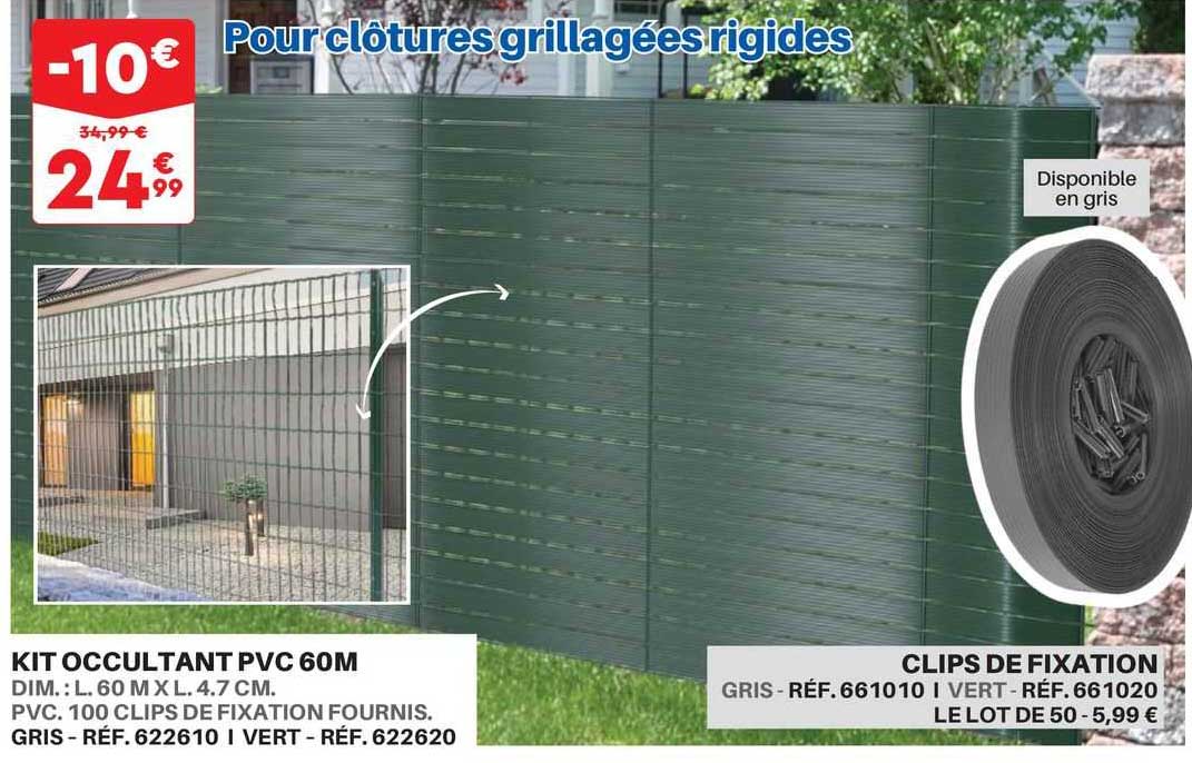 Kit Occultant Pvc 60m Clips De Fixation