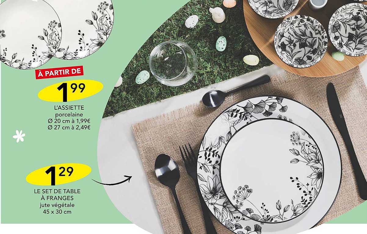 l'assiette porcelaine le set de table à franges