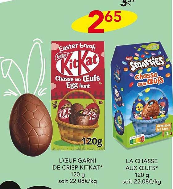 l'œufs garni de crisp kitkat la chasse aux œufs