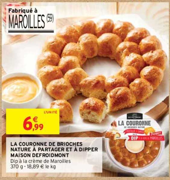 la couronne de brioches nature à partager et à dipper maison defroidmont