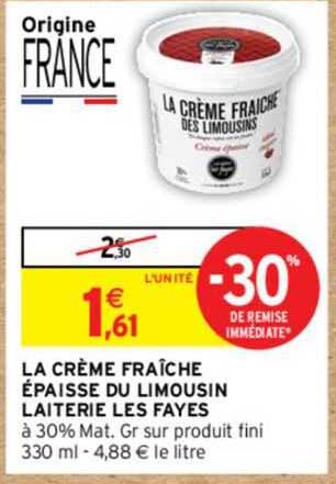 la crème fraîche épaisse de limousin laiterie les fayes