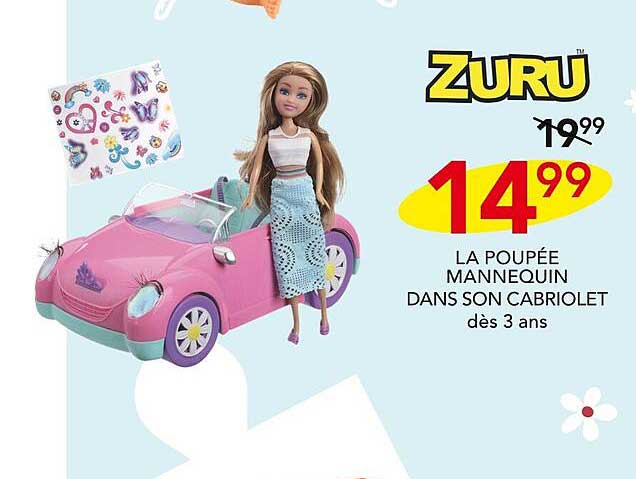 la poupée mannequin dans son cabriolet