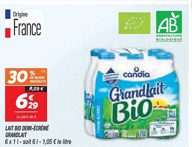 lait bio demi-écrémé grandlait