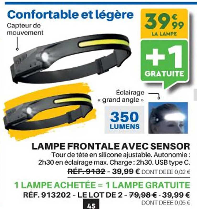 lampe frontale avec sensor