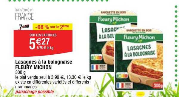 lasagnes à la bolognaise fleury michon