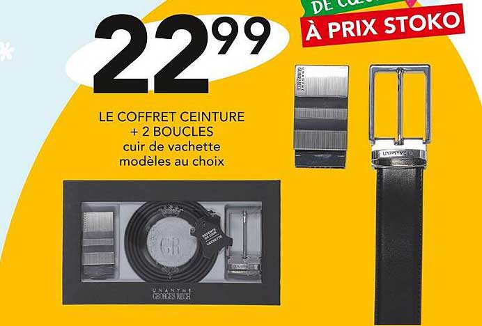 le coffret ceinture + 2 boucles cuir de vachette modèle au choix