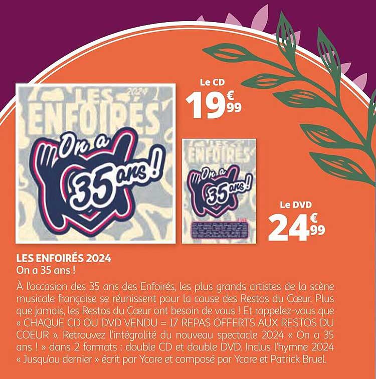 le dvd les enfoirés 2024 - on a 35 ans !