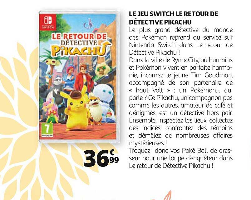 Le Jeu Switch Le Retour De Détective Pikachu