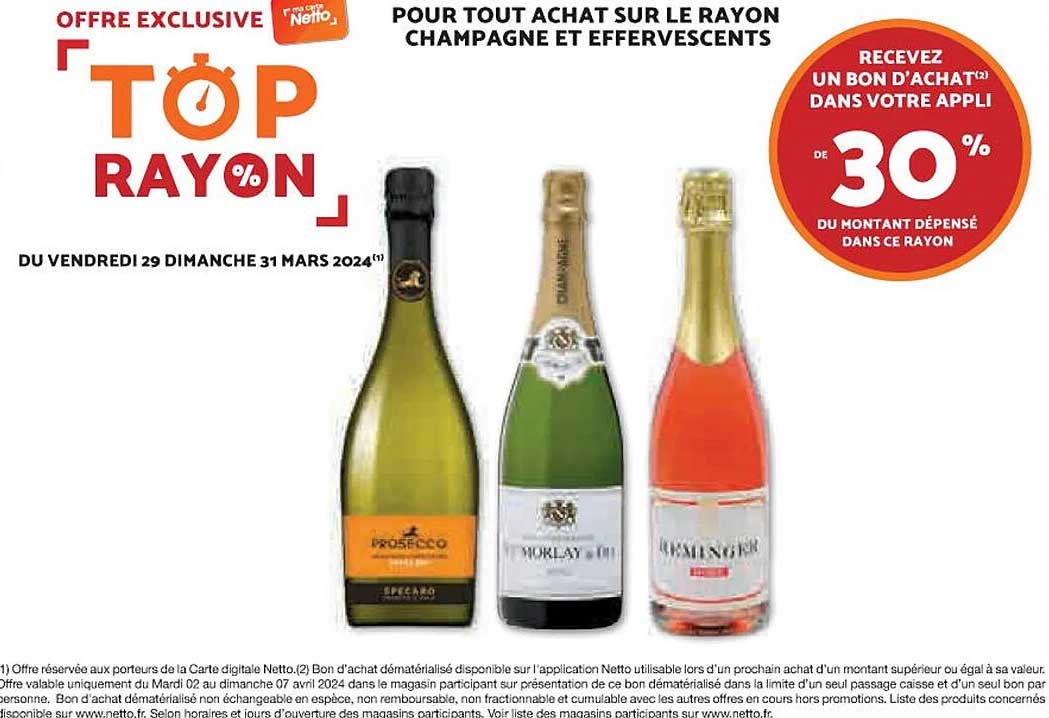 le rayon champagne et effervescents