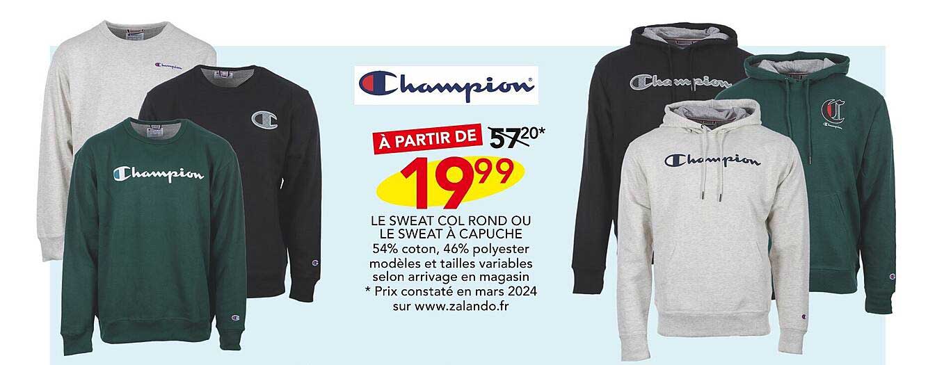 le sweat col rond ou le sweat à capuche champion