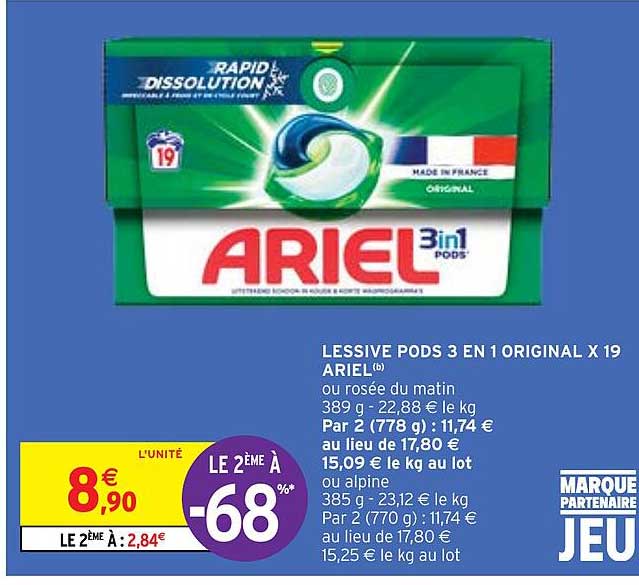 Lessive Pods 3 En 1 Original X 19 Ariel