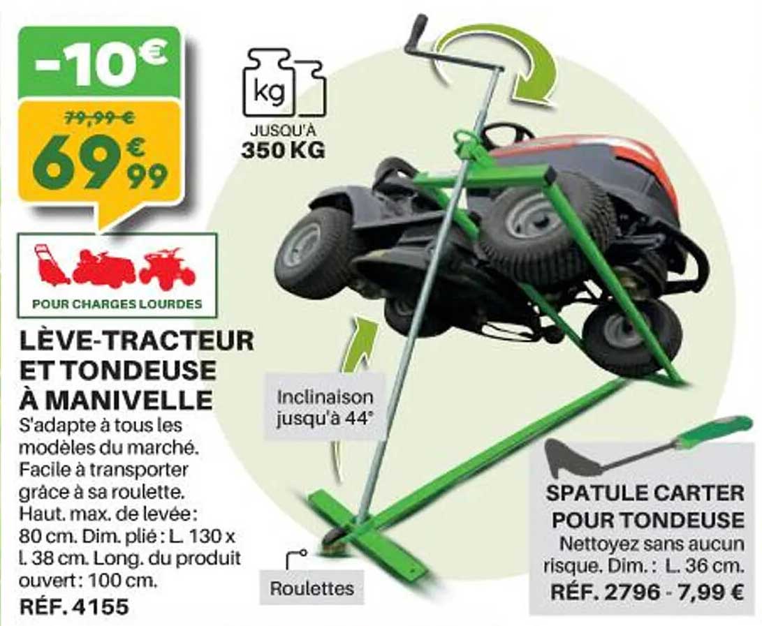 lève tracteur et tondeuse à manivelle