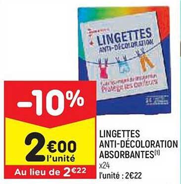 lingettes anti-décoloration absorbantes