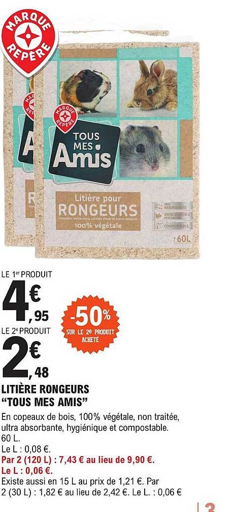 litière rongeurs "tous mes amis"