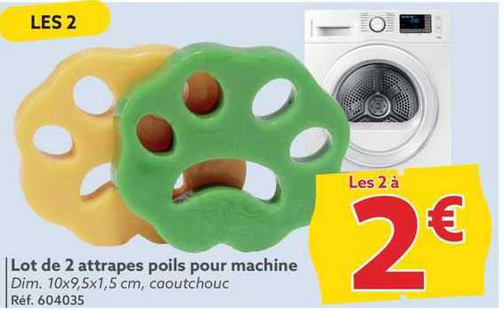 lot de 2 attrapes poils pour machine