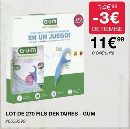 lot de 270 fils dentaires - gum