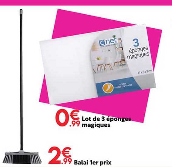 Lot De 3 éponges Magiques Balai 1er Prix
