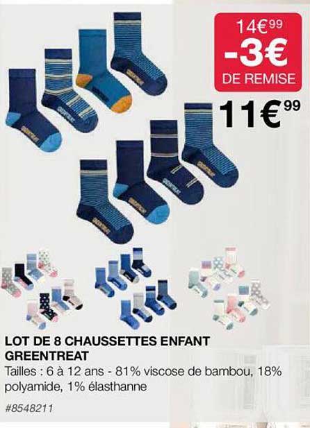 lot de 8 chaussettes enfant greentreat