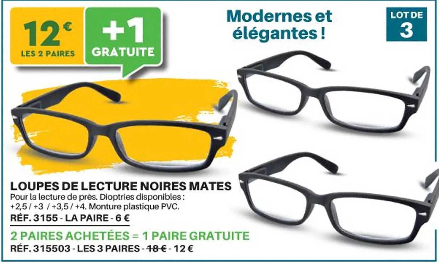 loupes de lecture noires mates