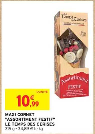 maxi cornet "assortient festif" le temps de cerises