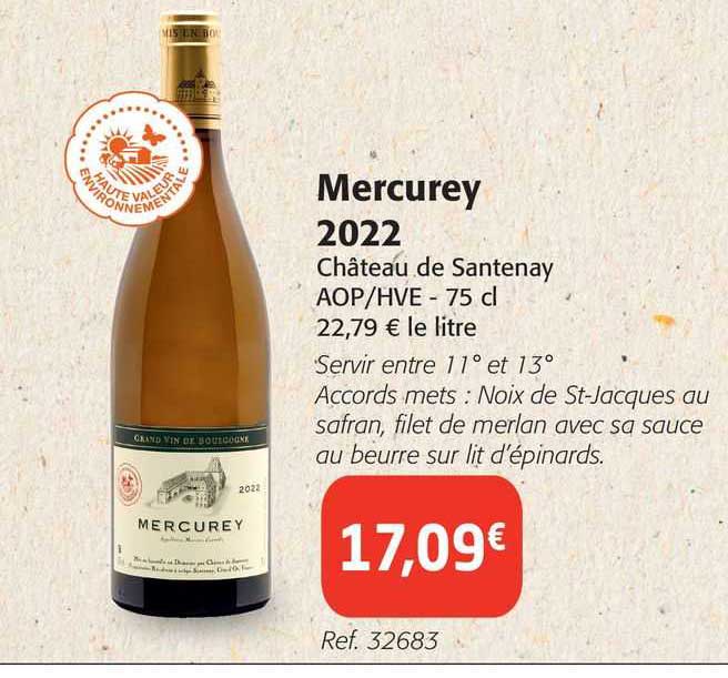 mercurey 2022 château de santenay aop/hve