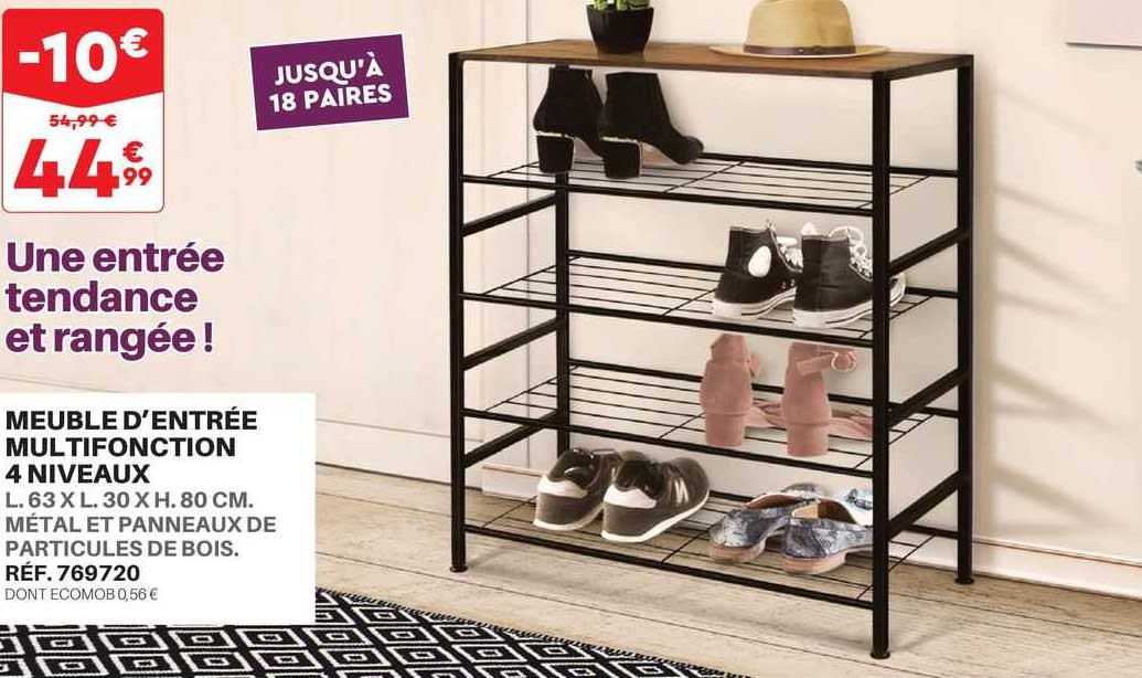 meuble d'entrée multifonction 4 niveaux