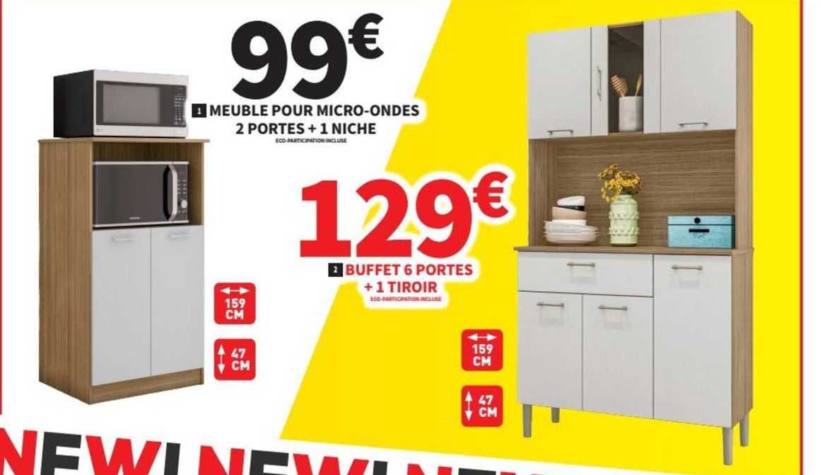 meuble pour micro-ondes 2 portes + 1 niche