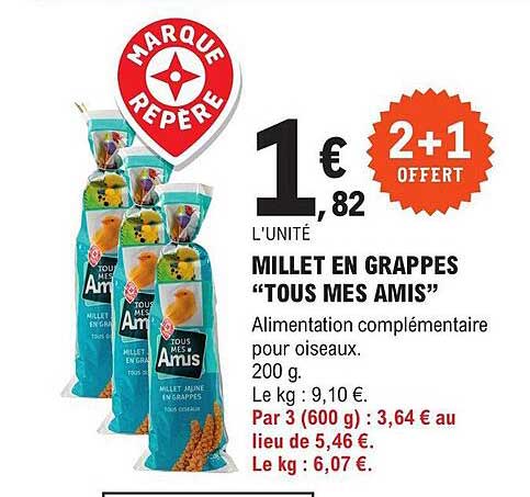 millet en grappes "tous mes amis"
