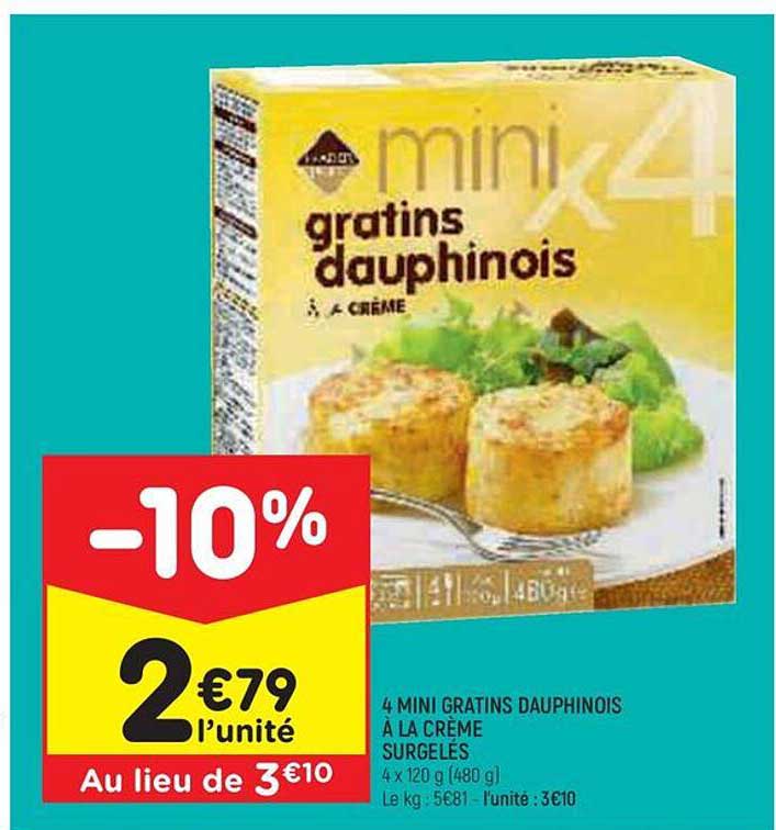 mini gratins dauphinois à la crème surgelés