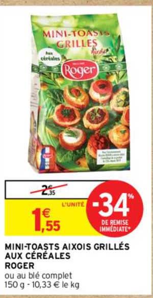 mini-toasts aixois grillés aux céréales roger