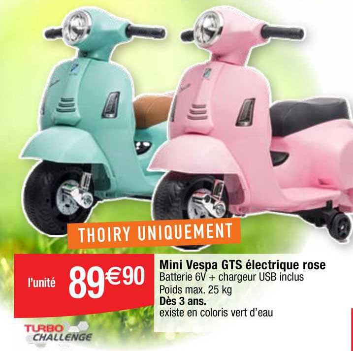 mini vespa gts électrique rose turbo challenge