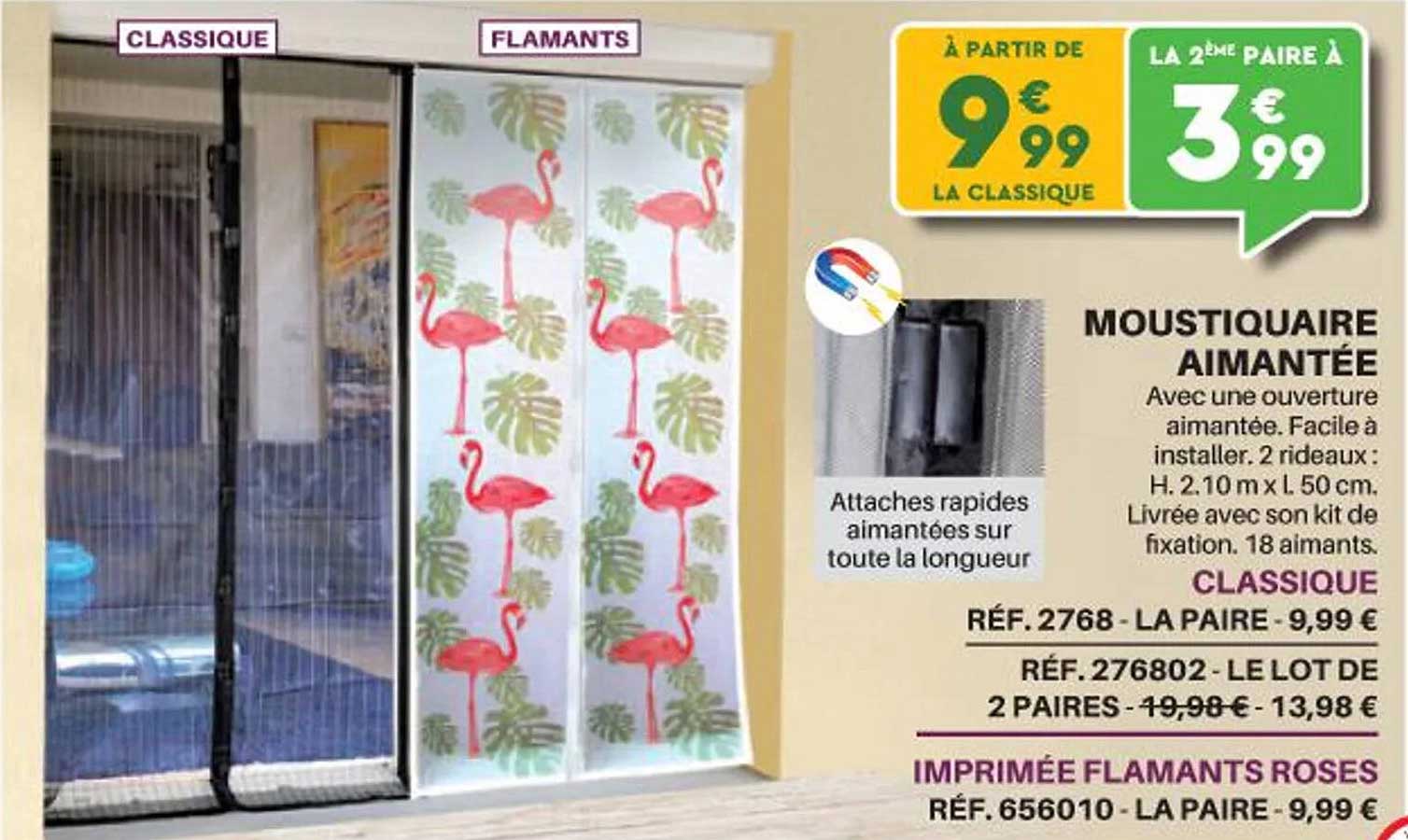 Moustiquaire Aimantée Classique, Imprimée Flamants Roses