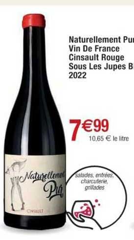 naturellement pur vin de france cinsault rouge sous les jupes 2022