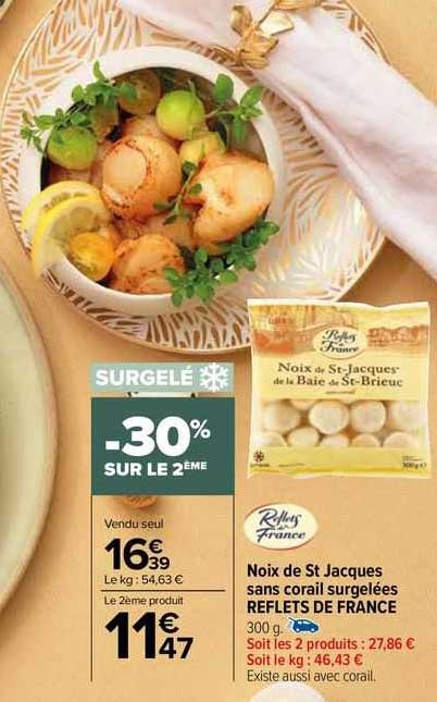 noix de st jacques sans corail surgelées reflets de france