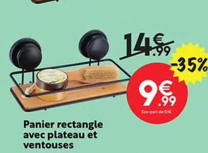 panier rectangle avec plateau et ventouses