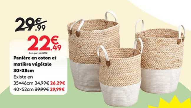 panière en coton et matière végétale
