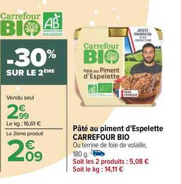 pâté au piment d'espelette carrefour bio